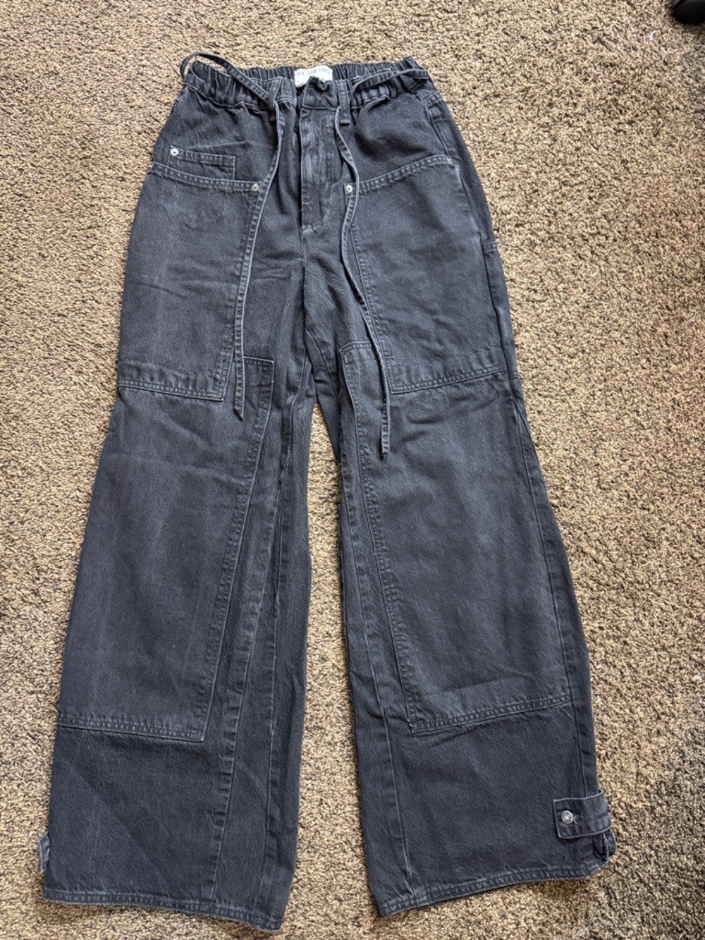 We The Free Washed Charcoal Elastic Waist Pants